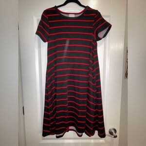 LuLaRoe Gray and Red Striped Top